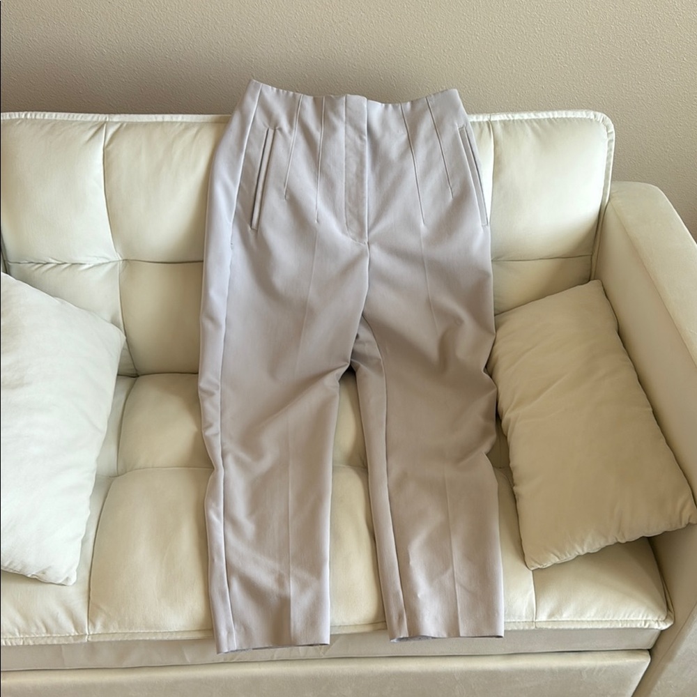 Zara Beige High Waisted Pleated Trousers Size Medium